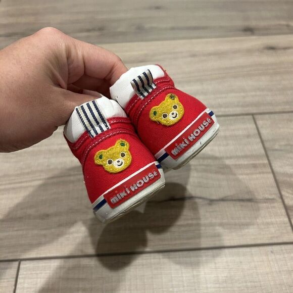 Miki House Second Shoes Red Canvas Logo Strap Sneakers Toddler Size 8 (14 cm) - Picture 5 of 11